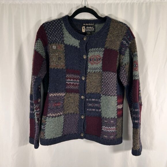 Eddie Bauer 100% Wool Sweater Women's Small Green Button Front Crew Neck - Picture 1 of 6